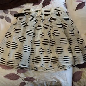 Beulah Style- White Pleated Skirt with Polka