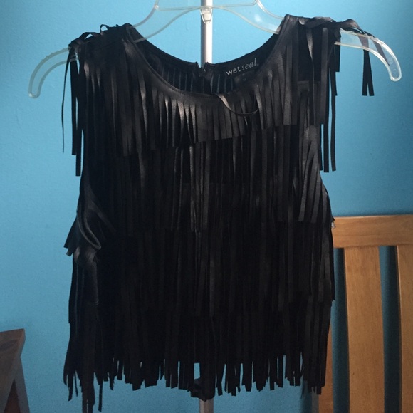 Black fringe top