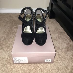 Adina black sexy suede heels