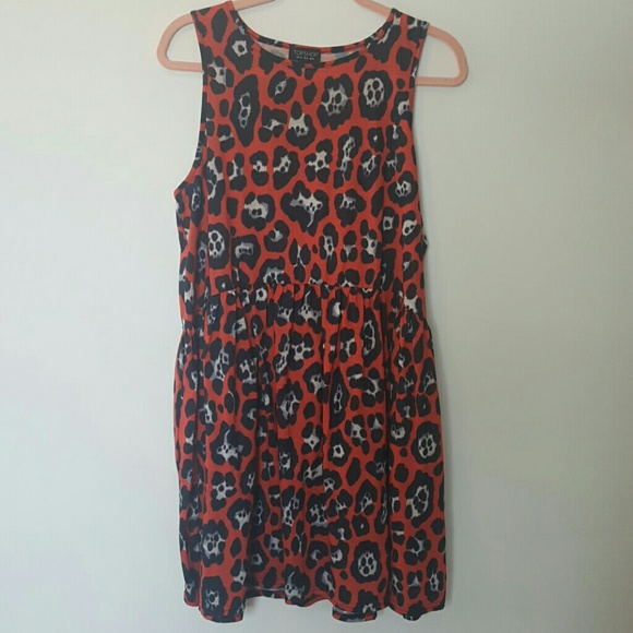 Topshop Red Leopard lightweight Dress 10
