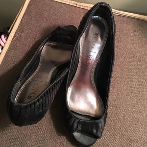 WHBM black satin heels