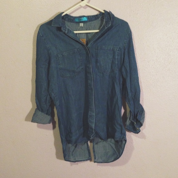 NWT Francesca's denim button down