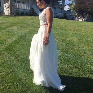 PROM DRESS: Two piece, White