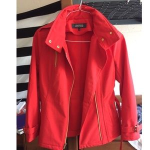 Kenneth Cole Belted Asymmetrical Zipper Coat