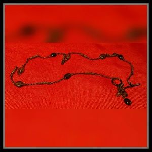Black Chain Necklace Accented With Blue Beads Appox 17" L
