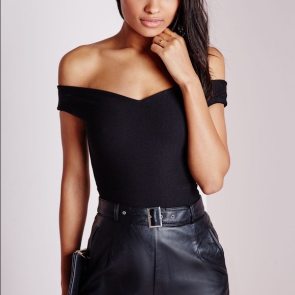 Missguided Bardot crepe bodysuit black