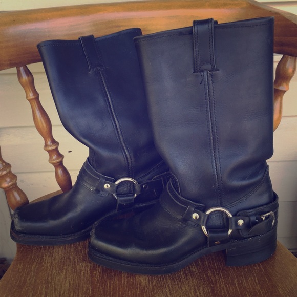 Frye belted harness boots