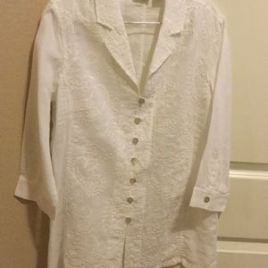 Embroidered white 100% Linen blouse from Chicos