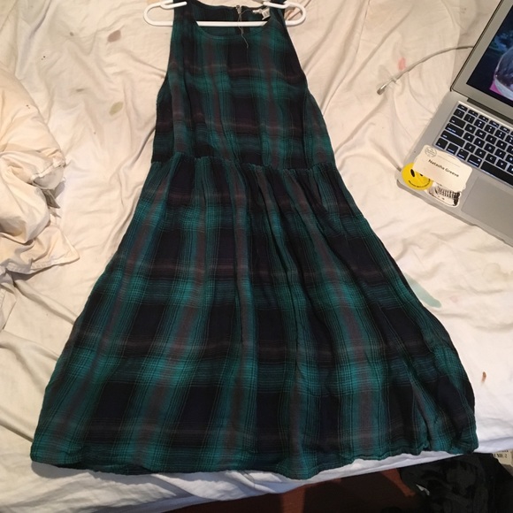 green flannel dress