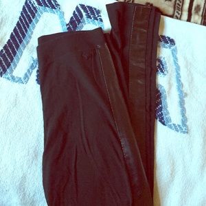 PINK black leggings with leather accent