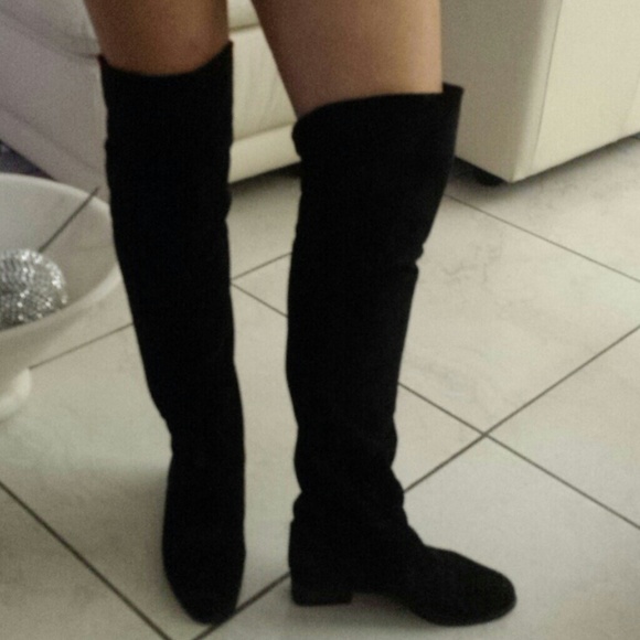 Over the knee black suede boots - Picture 2 of 4