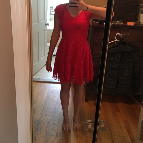 Red lace dress