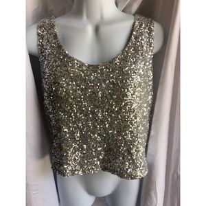 Festival Silver Sequin Top Medium