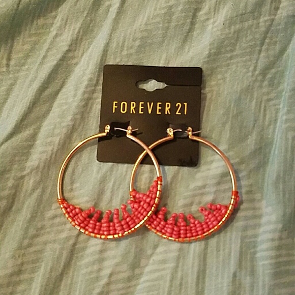 New Forever 21 beaded hoop earrings