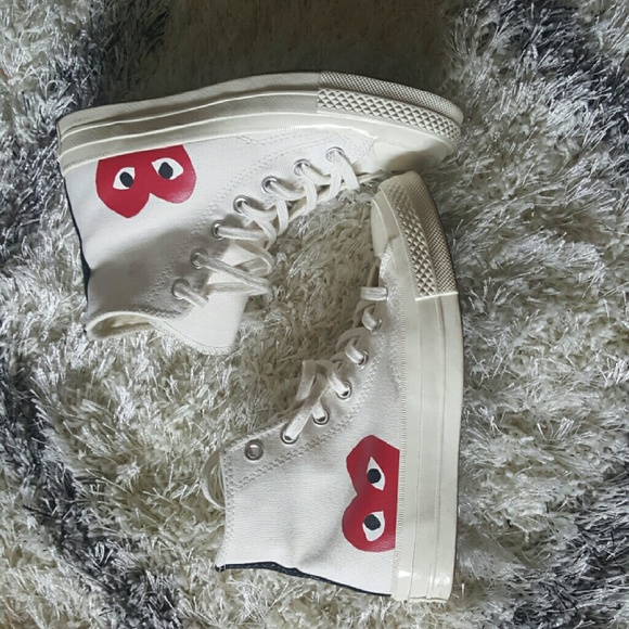 White Comme des Garcons Converse High Tops