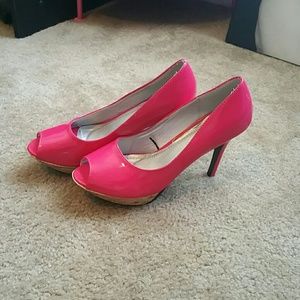 Peep toe platform heels