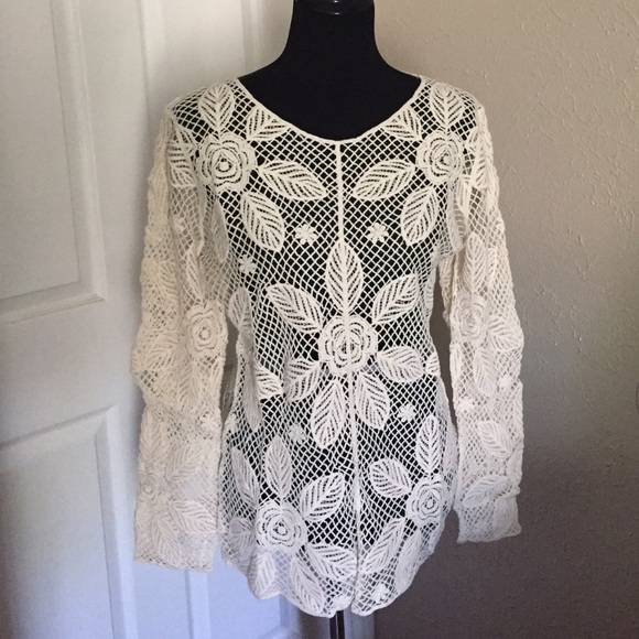 ⚜️100% Cotton Crochet Long Sleeve Top - Picture 2 of 4