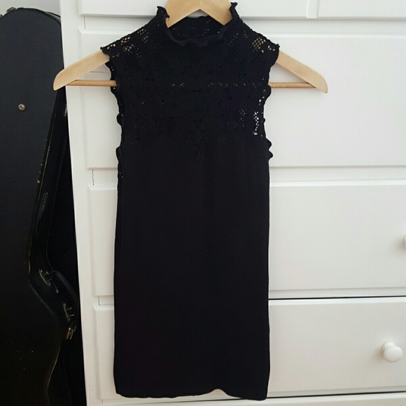 Free people black lace slip dress