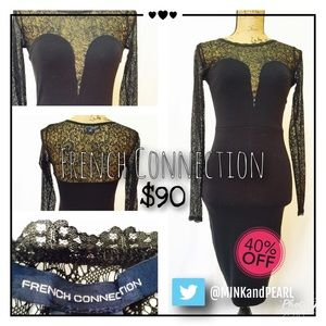 FRENCH CONNECTION | Black Lace Long Sleeve | XS-S