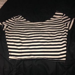 Black and White Striped Crop Top Size Medium