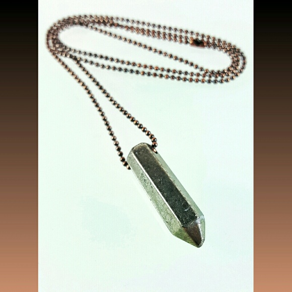 Pyrite Bullet Spike Pendant Necklace