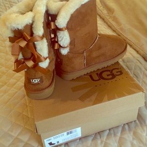 UGG Tan with Bailey Bow Boots READ!