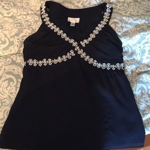 Ann Taylor Loft Pettite 2P navy blouse
