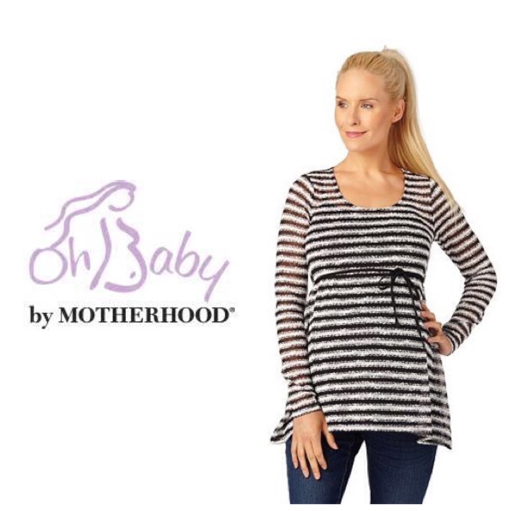 SOLD Maternity L Oh Baby Motherhood Striped Tunic - Picture 1 of 4