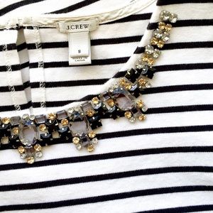 J. Crew Sleeveless Striped Top w/Jeweled Neckline