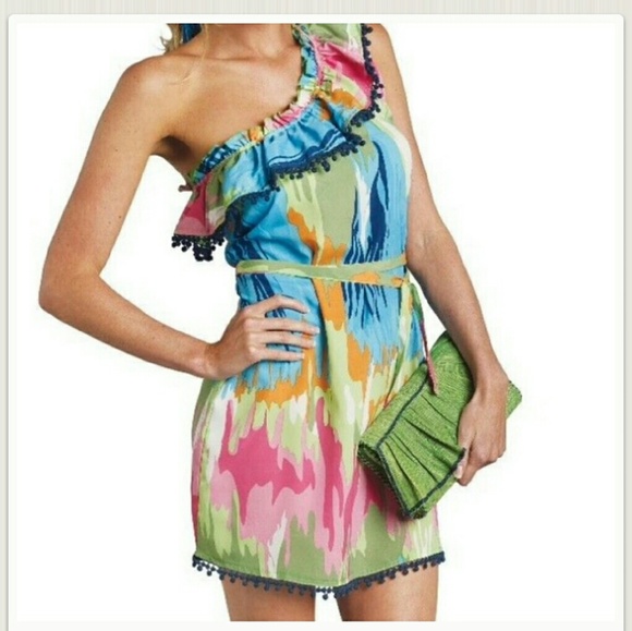 Mud Pie Watercolor One Shoulder Dress