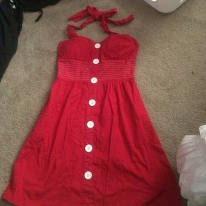 Retro style, red halter dress