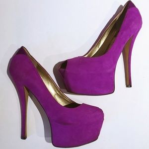 Sam Edelman Purple Suede 'Alexa' Platform Peep Toe