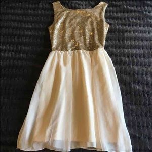 Gold sparkle/cream Skater Dress