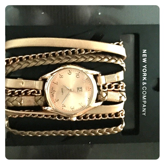 New York and Company bronze wrap wrist watch.