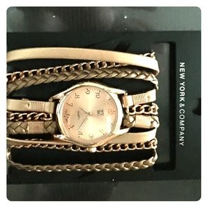New York and Company bronze wrap wrist watch.