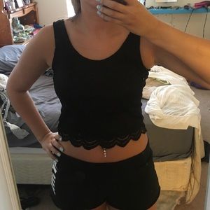 Black lace crop top