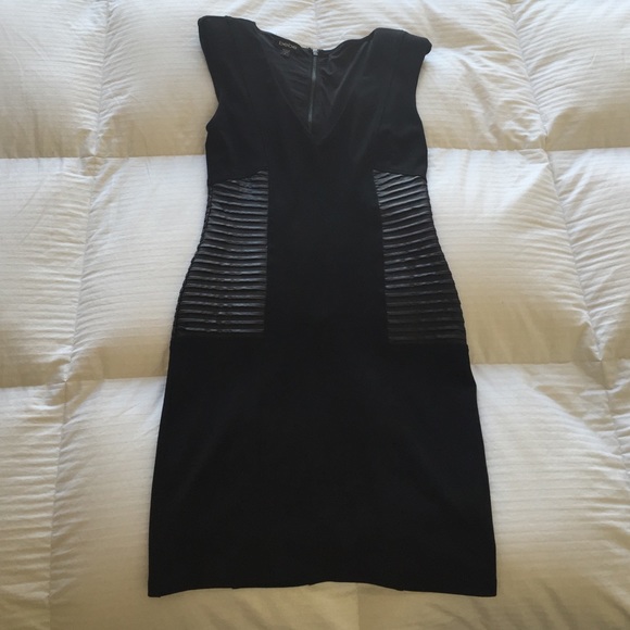 Bebe party dress with faux leather accents