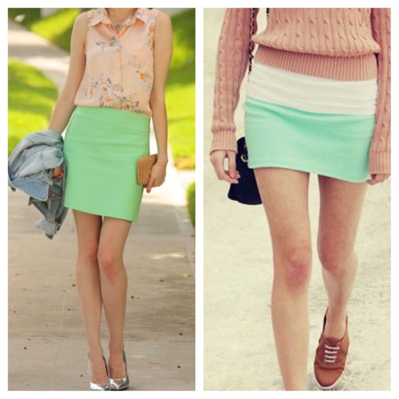 Express Dresses & Skirts - Express teal mint aqua pastel mini jean skirt
