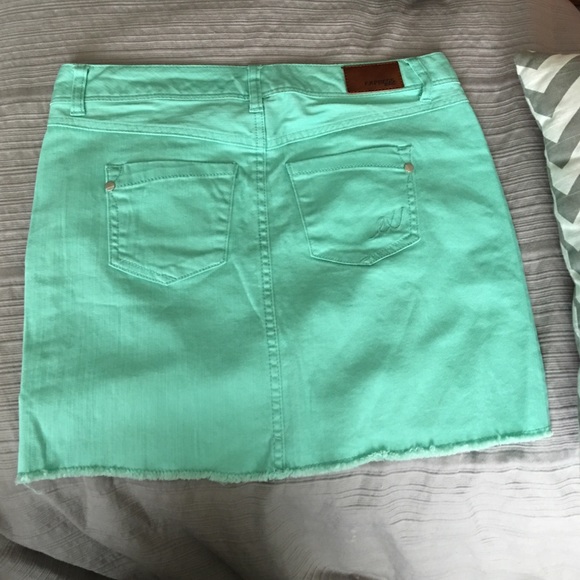 Express teal mint aqua pastel mini jean skirt - Picture 2 of 4