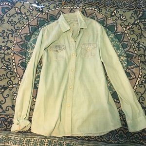 Bullhead baby blue bleached denim shirt