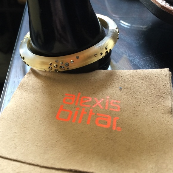 Alexis bitter gold lucite hinge bangle.
