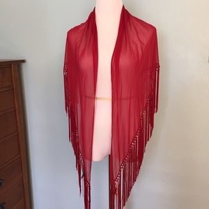 ECHO red 100% silk scarf wrap shawl NWOT