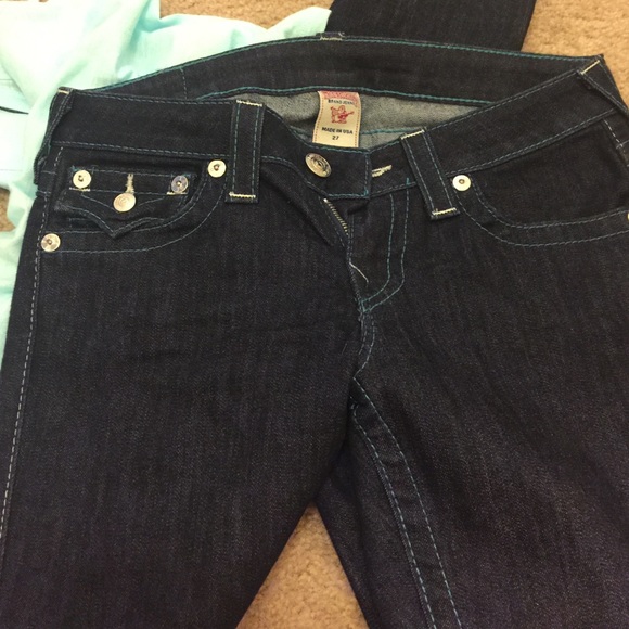 True Religion Turquoise Stitched Skinny Jean - Picture 3 of 4
