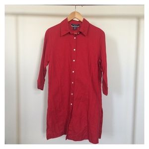 ❗️LAST CHANCE❗️Red Longline Button Down Shirt