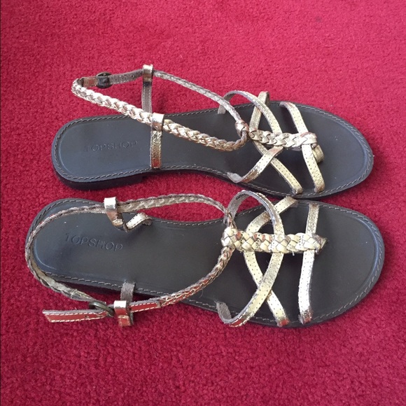 Topshop Harley Plaited Gold Sandal Gladiator