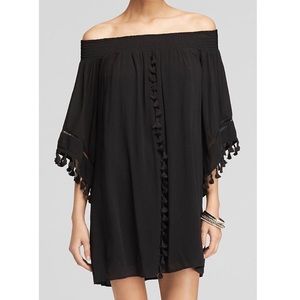 Aqua off the shoulder dress from Bloomingdales