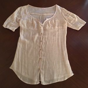 Button down shirt sleeve top