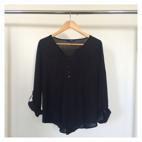 Black Blouse with Back Tie Detail