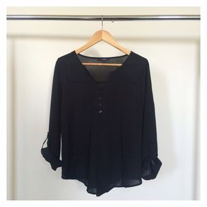 Black Blouse with Back Tie Detail