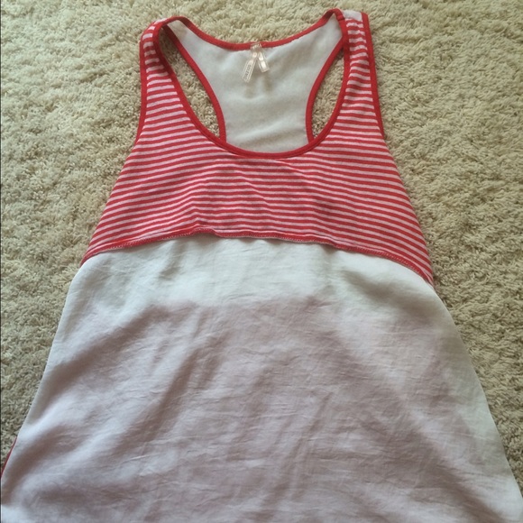 Sheer red and white shirt